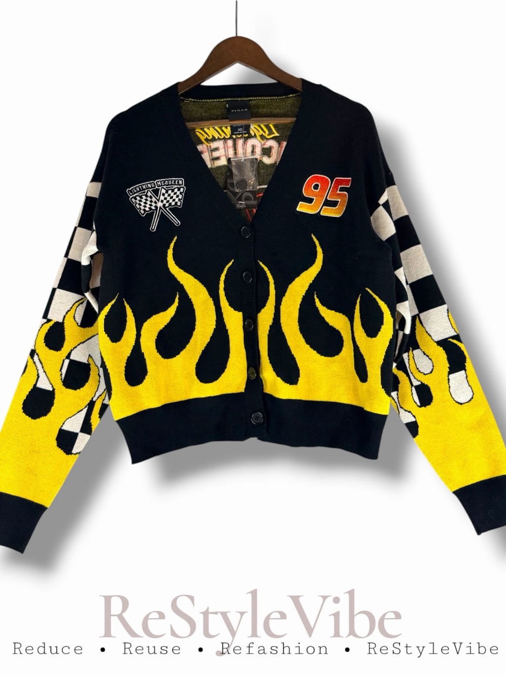 PIXAR x BOXLUNCH Women’s Size M Cardigan Cars Lightening McQueen Embroidered NWT